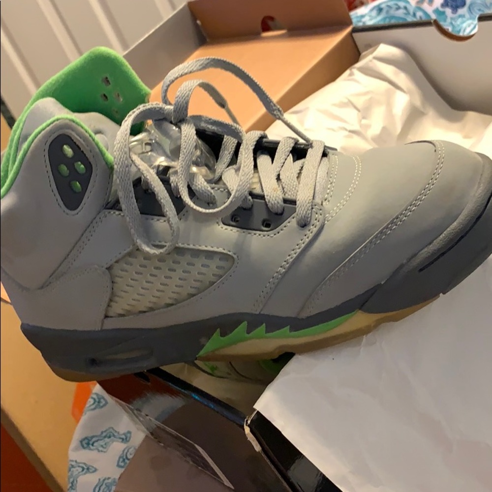 Lime green and gray